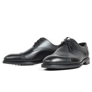 GFMA handgefertigte Kalbsleder Herren-Schuhe schlicht schwarz flach Hochzeit Büro Geschäftskleid Schuhe männlich Patina Derby Herren-Schuhe