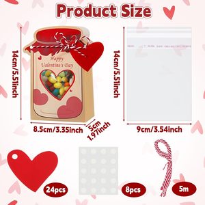 Sacs en papier 3D DIY pour bonbons et friandises en forme de bocaux Mason pour la Saint-Valentin, échange de cadeaux, décoration de table DIY, école, salle de classe, mariage - Product Image 3