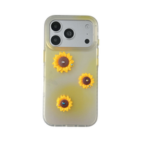Coque de téléphone transparente 3D motif tournesol dégradé jaune pour iPhone 18 Pro Max 17 16 15 14 13 Pro, mignonne, antichoc, souple
