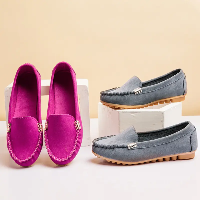 2022 Fashion Designer Women's Flat Shoes Comfortable Slip on Classic Ladies Suede Leather Ballet Flats Casual Dress Shoes