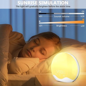 Double Sided Seven Color Ambient Night Light <b>Led</b> Electronic Alarm <b>Clock</b> With Sunrise Simulation For Bedroom Living Room Study - Product Image 3