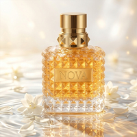 Flacon de parfum carré de luxe en verre avec boîte 50ml 100ml, ensemble atomiseur vide rechargeable avec pompe à sertir