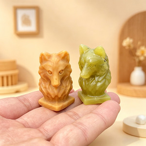 Venta al por Mayor de Cabeza de Lobo Tallada en Cristal Natural, Piedra Curativa Pulida, Estatua de Animal para Decoración del Hogar u Oficina, Regalo de Cumpleaños - Product Image 3