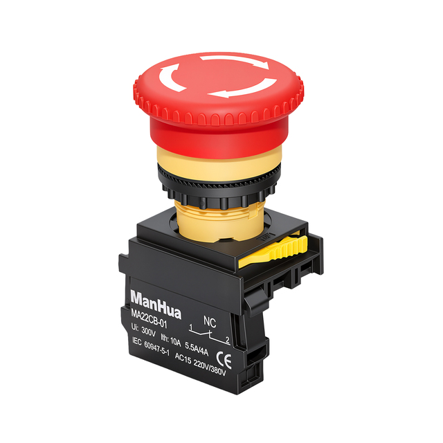 Manhua Push Button Switch Emergency Stop Self-locking Red