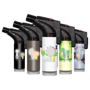 Nuevos logotipos personalizados Odm Fancy Gas Jet Single Blue Flame Encendedor Cigarette Cool Windproof Smoking Torch Encendedores - Product Image 1