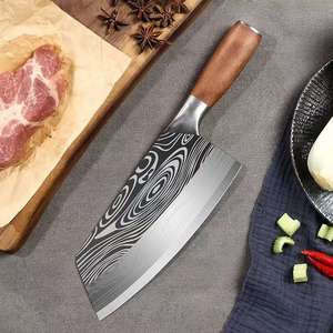 उच्च ग्रेड 3Cr13 स्टेनलेस स्टील रसोई चाकू सेट हस्तनिर्मित जाली ब्लेड चीनी शेफ सब्जी सफाई और बोरिंग लकड़ी चाकू - Product Image 2