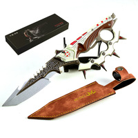 Modèle d'arme artisanale entièrement métallique Delta Force Game Creed Bayonet 26CM, version boîte couleur, étui en cuir véritable, article de cosplay sécurisé