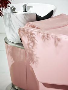 High-end Barber Shop Semi-<b>reclining</b> Modern Stainless Steel Massage Hair Washing Bed Flushable Basin Salon Use - Product Image 5