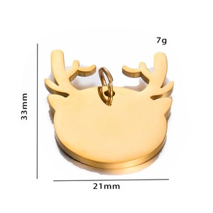 Breloques en acier inoxydable en forme de tête d'animal, pendentifs loup, cerf, lapin, étiquettes d'identification vierges en métal pour collier d'animal et fabrication de bijoux DIY - Product Image 4