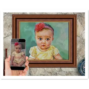 Artunion Custom Olieverfschilderijen Van Foto Foto 'S Familie Vrienden Baby Huisdier Foto 'S Handgemaakte Figuur & Portret Olieverf