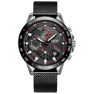 <span class=keywords><strong>LIGE</strong></span> – <span class=keywords><strong>montre</strong></span> de luxe pour <span class=keywords><strong>homme</strong></span>, en acier inoxydable, horloge à Quartz, étanche, chronographe sportif, 9929 - Product Image 4