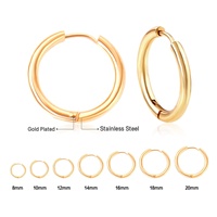 Boucles d'oreilles créoles Huggie pour femmes, plaquées or 18 carats, en acier inoxydable, de haute qualité, personnalisées, classiques, vintage, géométriques