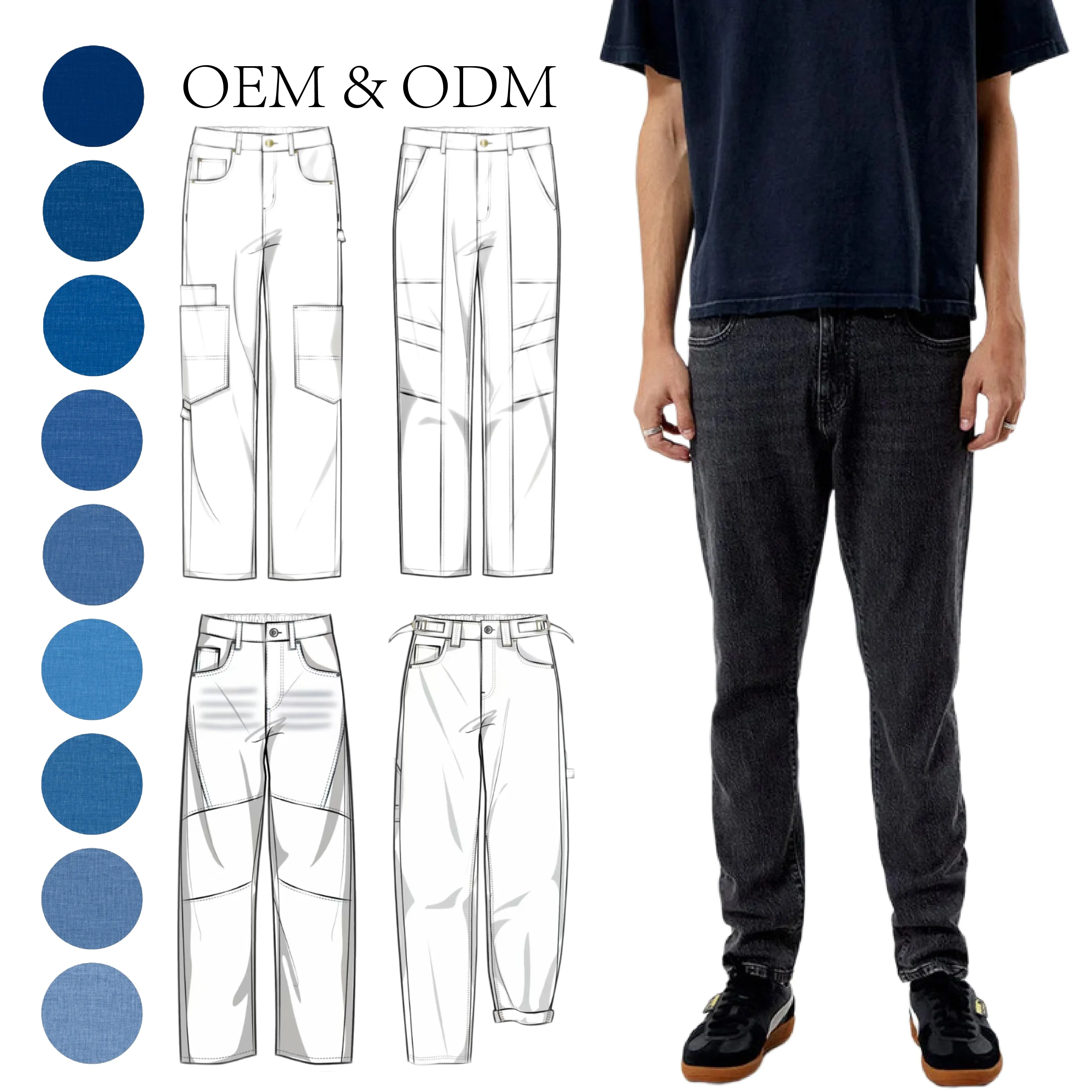 Mode Nieuw Ontwerp Rits Jeans Kwaliteit Effen Kleur Jeans Speciaal Design Straight Fit Casual Denim Jeans Broek Voor Mannen