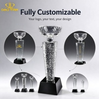 Trophée en cristal personnalisé, coupe de champion, trophée sportif en verre avec base noire, trophée de tournoi gravé personnalisé
