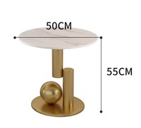 Table basse de luxe de style italien haut de gamme Table à thé en plaque de roche à base de métal doré Table d'appoint basse ovale au design personnalisé