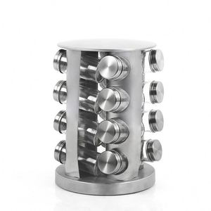 Estante giratorio de 16 especias para cocina de acero inoxidable 430 con botellas de vidrio - Product Image 1