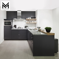 Personnalisé Moderne Style Américain Gris Compact Armoires De Cuisine Meubles Acrylique Éviers De Cuisine Mur Placard Armoire Unités Ensemble