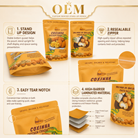 Sachet d'emballage alimentaire personnalisé refermable avec fermeture éclair, en plastique, de qualité alimentaire, pour snacks, à fond stable