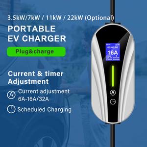Chargeur rapide pour véhicule électrique AC 22 kW, 11 kW, 16 A, 380 V, 32 A, EVSE 7 kW, <span class=keywords><strong>prise</strong></span> femelle et mâle de type 2, <span class=keywords><strong>bleu</strong></span>, CEE, fixation 3 trous, <span class=keywords><strong>prise</strong></span> 3 broches - Product Image 2