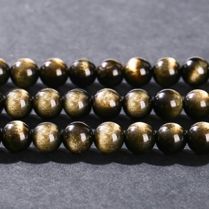 天然金シーン黒曜石ルースビーズ卸売金シーン黒曜石エネルギー石保護天然クリスタルビーズ - Product Image 4