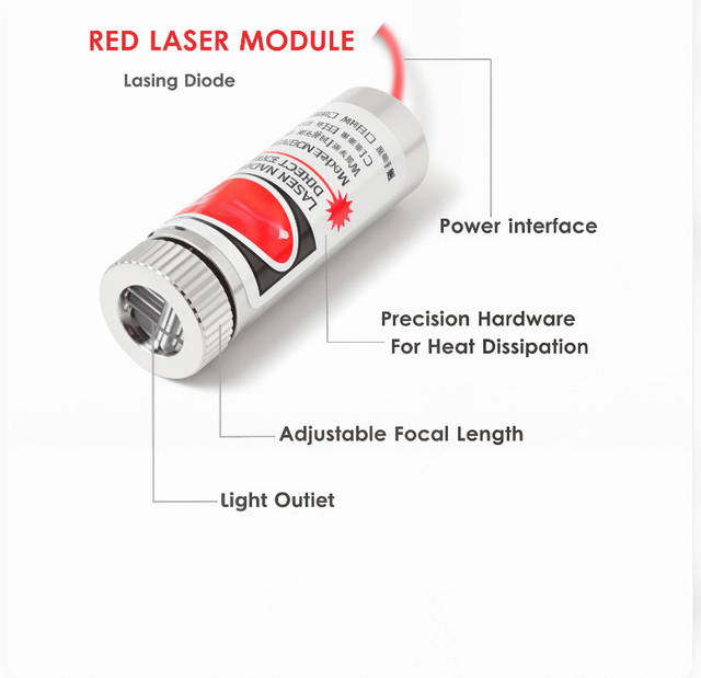 650nm 5mW Red Laser Diodes Line Module Board Focus Adjustable Laser Head Unit 5V Lasermodul Industrial Grade