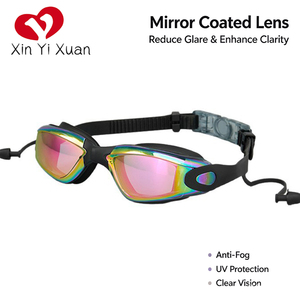 Lunettes de natation personnalisées Xinyixuan pour adultes, verres miroir anti-buée UV400 en polycarbonate, sangle réglable, monture intégrale. - Product Image 1