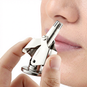 Tondeuse à poils de nez manuelle Qianshu en acier inoxydable, double lame pour hommes, entièrement lavable - Product Image 1