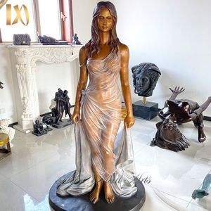 モダンな屋外屋内装飾等身大座っているファッション美しいブロンドの女性の彫刻真鍮セクシーなゴールデンヘアガールブロンズ像 - Product Image 5