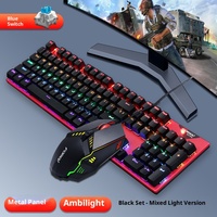 Ensemble clavier et souris mécaniques filaires USB FVQ609, pour jeux e-sport, rétroéclairage coloré, interrupteur bleu, 800-1600 DPI, kit PC de bureau