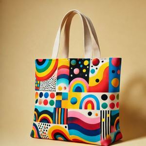 กระเป๋าผ้าใบสีสันสดใสสำหรับผู้หญิงกระเป๋าสะพายไหล่ทำจากผ้าใบพร้อมกระเป๋าใส่ด้านใน - Product Image 1