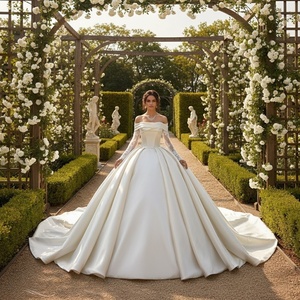 Robe de mariée de luxe moderne Xs227 en dentelle, brodée de sequins, coupe princesse, personnalisable pour la mère de la mariée - Product Image 1