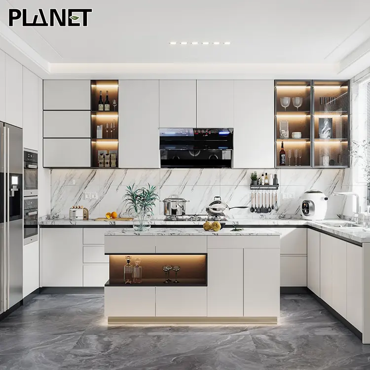 Factory Customized Design Resident HPL Melamine Kitchen Cabinet Complete Customize Kitchen Design Modern