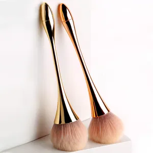 Brosse de maquillage rose simple en forme de courbe, Design champignon, confortable, nettoyage de la poussière des ongles,