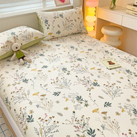 Parure de lit style frais, drap-housse en coton imprimé de haute qualité, doux, respirant et respectueux de la peau, pour la maison, l'hôtel, vente en gros
