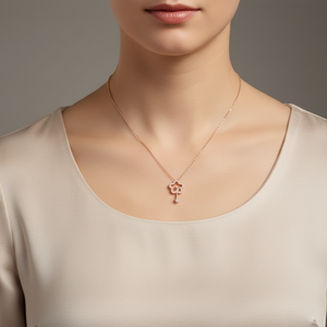 Popular Wholesale Fine Handmade Shiny Flower <b>Necklace</b> Jewelry 18K Solid Rose Gold Real Natural Diamond Flower Pendant <b>Necklace</b> - Product Image 4