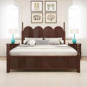 Letto Matrimoniale Vintage in Legno Massello Stile Italiano, Lusso Moderno per Camera da Letto Principale, con Tende, Stile Anna Affumicato, per Matrimoni e Principesse - Product Image 1