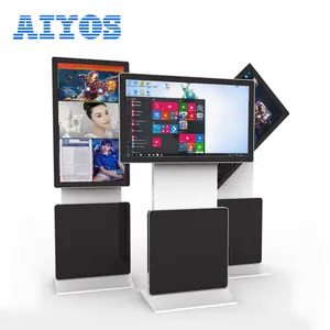 Aiyos 32 43 49 55 65英寸独立式旋转屏幕数字标牌广告图腾带轮子
