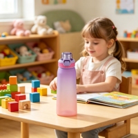 Bouteille anti-fuite avec options de parfum, couvercle à clapet, paille intégrée pour boire directement – Idéale pour l'école, le cyclisme, le camping, la gym, les cadeaux, la maison et l'extérieur