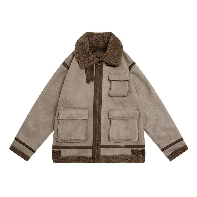 Hot Selling Custom Men High Collar Fleece Jacket With Front Pocket High Quality Men's Warm Winter Jacket