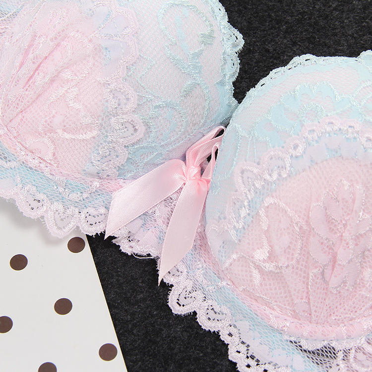 Lace Lace Bra Underwear Set Macaron Color Matching Bra Set Sexy Gathering Women's Underwear Wholesale