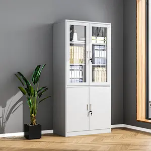 Armoire de rangement en métal avec porte en verre pour bureau d'école et hôpital