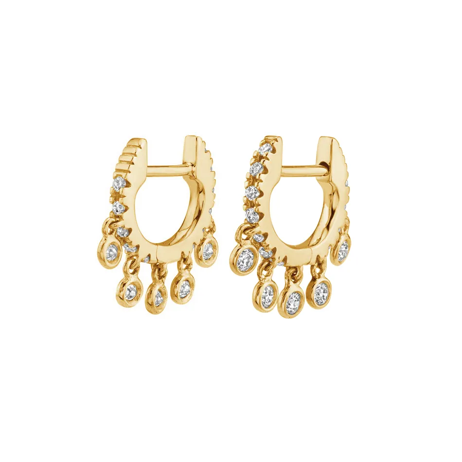 14K Trang Sức Bán Buôn 925 Sterling Silver Petite Chandelier Hoop Earrings Với Zircon Trắng