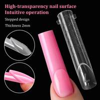 140 pièces/boîte Capsules d'extension d'ongles haute transparence réutilisables extra-longues pour French Manucure