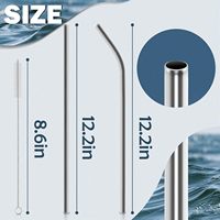 Paille en métal réutilisable de haute qualité et durable de 300 mm, paille en acier inoxydable 18/8 pour gobelet de 40 oz