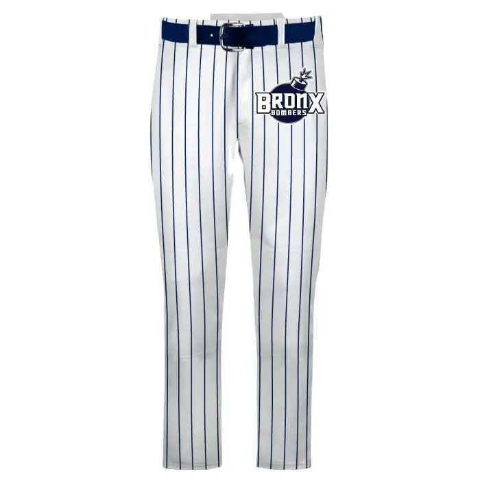 100% Polyester Youth Baseball pants Wholesale premium quality softball pant Unisex adult white and black pinstripe baseball pant