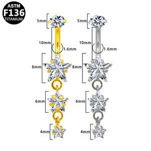 <b>Titanium</b> Navel <b>Ring</b> Heart Shape Prong Set Crystal Women's Fashion Jewelry Party Wear - Product Image 4