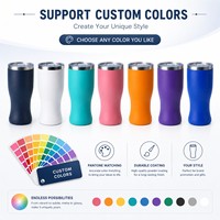 Gobelet isotherme à double paroi incurvé de 15 oz en acier inoxydable avec revêtement poudré, personnalisable avec logo, avec couvercle, pour l'extérieur