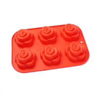En gros 6 Cavité Romantique Rose Forme Silicone Moule Outils De Cuisson pour DIY Gâteau Chocolat Accessoires De Cuisson Moule De Cuisson Coloré