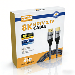 Câble <span class=keywords><strong>HDMI</strong></span> Qiulink 8K 2.1 48 Gbps UHD, compatible <span class=keywords><strong>Dolby</strong></span> <span class=keywords><strong>Vision</strong></span> HDR10 eARC pour TV, ordinateur portable, projecteur - Product Image 1