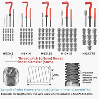 Kit de réparation de filetages OEM en gros, 131 pièces, avec embouts hélicoïdaux HSS M5-M12 pour filetages dénudés, pour l'entretien automobile, en coffret rigide